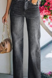Ripped Raw Hem Distressed Jeans