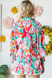 Red Paisley Print 3/4 Lantern Sleeve Shirt