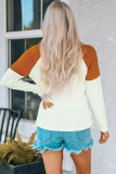 Brown Hello Pumpkin Graphic Colorblock Henley Top