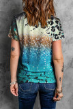 Sky Blue Pumpkin Spice Pumpkin Leopard Bleached Graphic Tee