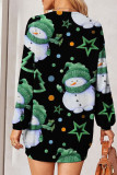Christmas Printing Button Up Cardigan