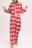 Christmas Style Hooded Zipper One Piece Jumpsuit