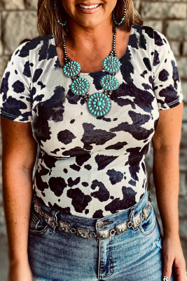 White Western Cow Spots Short Sleeve T-shirt