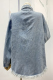 Rhinestone Tassle Raw Hem Denim Jacket