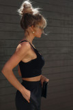 Black Elastic Waist Drawstring Cuffs Cargo Pants