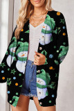 Christmas Printing Button Up Cardigan
