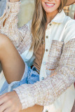 Raw Hem Button Up Splicing Jacket