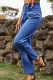 Plain Washed Split Jeans