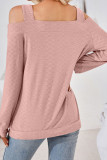 Cold SHoulder Texture Plain Top