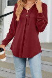 V Neck Button Hooded Plain Top