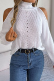 Turtleneck Cold Shoulder Cable Knitting Sweater