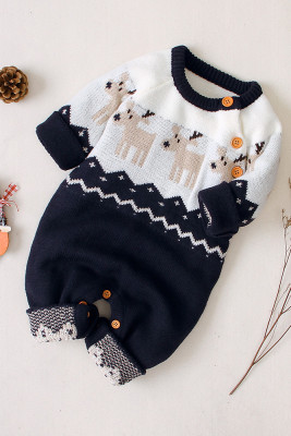 Christmas Reindeer Knitting Kids One Piece Romper