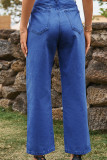 Plain Washed Split Jeans