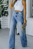 Light Blue Washed Wide Leg Jeans