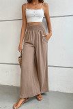 High Waist Plain Wide Leg Pants