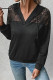 Black Lace Splicing Kangaroo Pockets Hoodie