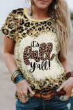 Leopard It's Fall Yall! Bleached Print Short Sleeve Graphic Tee