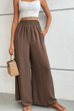 High Waist Plain Wide Leg Pants