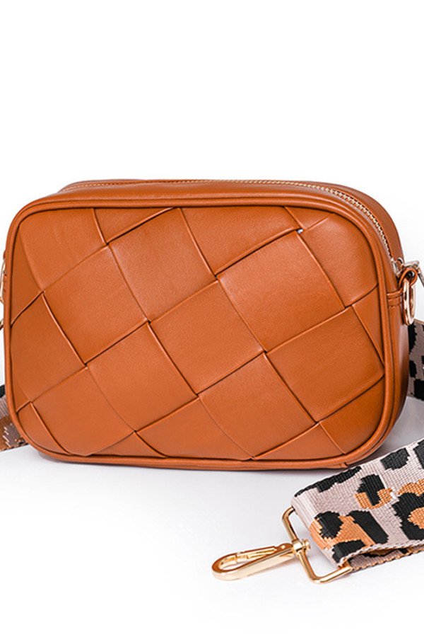 Leopard Strap PU Zipper Bag