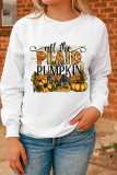 Beige all the Plaid and Pumpkin things Print Graphic Sweatshirt