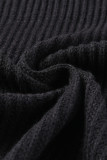 Black Contrast Trim Open Front Lantern Sleeves Cardigan