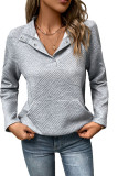 Turndown Neck Kangaroo Pockets Sweatshirt