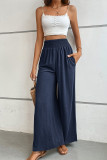 High Waist Plain Wide Leg Pants