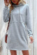 Grey Striped Hooded Long Sleeves Dress