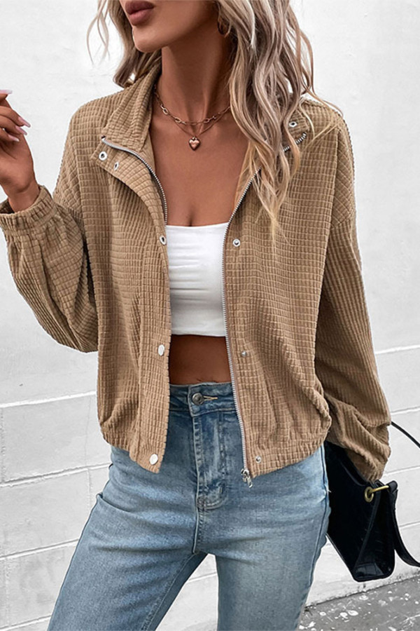 Brown Corduroy Zipper Jacket