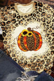 Leopard Pumpkin Graphic Print Crewneck Tee