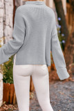Turtleneck Plain Knitting Split Hem Sweater