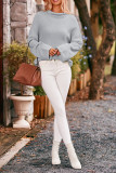 Turtleneck Plain Knitting Split Hem Sweater
