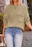 Plain Pockets Knitting Pullover Sweater