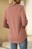 Pink V Neck 3/4 Sleeves Top