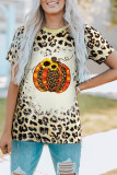 Leopard Pumpkin Graphic Print Crewneck Tee