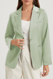 Green Pocketed Single Button Lapel Neck Blazer