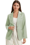Green Pocketed Single Button Lapel Neck Blazer