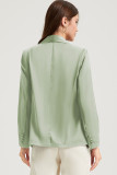 Green Pocketed Single Button Lapel Neck Blazer