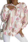 Pink Geometric Print Crewneck Pullover Sweatshirt