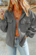 Gray Flap Pocket Drawstring Hood Zip Up Jacket