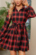 Red Plaid Button Up Shirt Dress