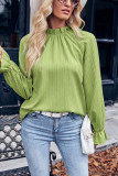 Jacquard Ruffle Sleeves Plain Top