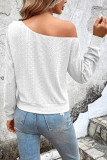 Plain One Shoulder Jacquard Long Sleeves Top