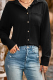 Plain Texture Open Buttoned Long Sleeves Blouse