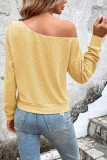 Plain One Shoulder Jacquard Long Sleeves Top