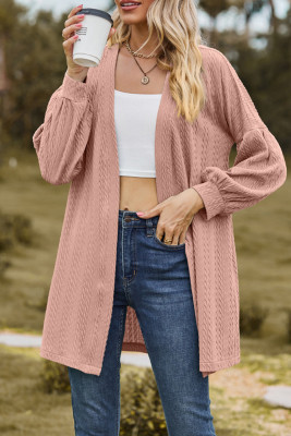 Plain Cable Texture Open Cardigan