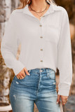 Plain Texture Open Buttoned Long Sleeves Blouse
