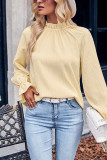Jacquard Ruffle Sleeves Plain Top