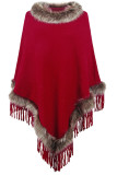 Plain Tassle Hem Fleece Cape