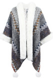Ethic Knit With Fur Cape Sweater Cardigan